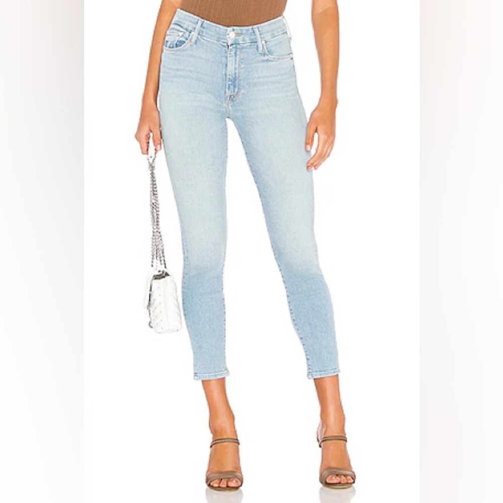 MOTHER Light Blue Ankle Crop High-Rise Skinny Jeans